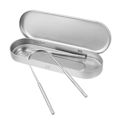 Beavorty Stainless Steel Tongue Cleaning Brush 2pcs U-shaped Tongue Scraper Oral Tool for Fresh Breath Travel-friendly