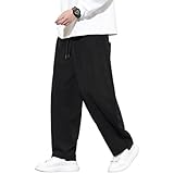 [GUTHONG] ズボン メンズ ワイドパンツ 秋冬服 サルエルパンツ 大きいサイズ 無地 テーパードパンツ カジュアル ゆったり イージーパンツ おしゃれ ボトムス メンズ ロングパンツ black L
