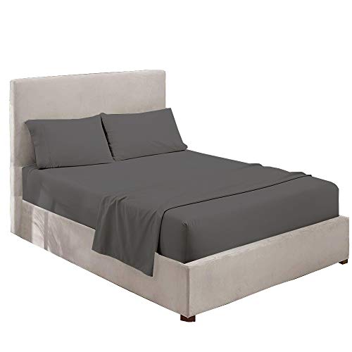 Rajlinen 4 Pc 100% Egyptian Cotton Sheets Sets, Queen Size Cooling Bed Sheets 500 Thread Count Bedding And Pillow Cases Egyptian Cotton Sheets Fits Mattress 16" Deep Pocket, Dark Grey Solid #TOP1