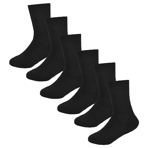 Heatwave Pack Of 6 Kids Thermal Socks Boys Girls Winter Boot Warm Sock Walking Thick Heavy Boot Cosy Hiking Gift, Black 12/3 (7-10 Years)