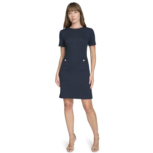 Tommy Hilfiger Women's Short Sleeve High Neck Novelty Button Sheath Mini Dress2