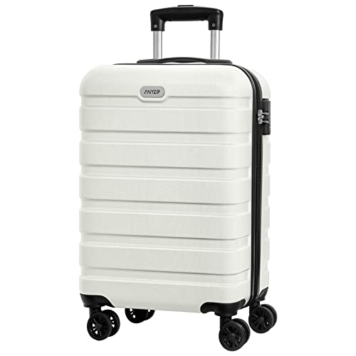 Image of AnyZip Luggage PC ABS Hardside Lightweight Suitcase with 4 Universal Wheels TSA Lock 20 24 28 Inch, White, 20 inch Carry-On, Spinner