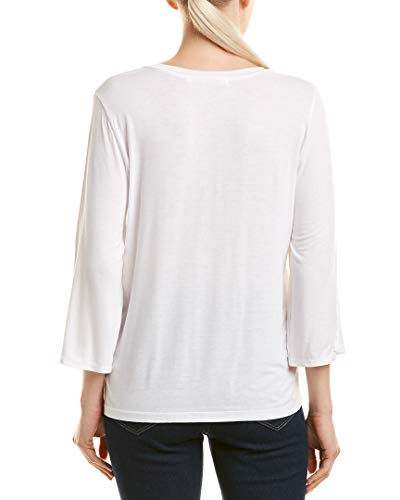 Michael Stars Women's Jersey Lycra Three Quarter Slit Sleeve V Neck Top, White, One Size #TOP1