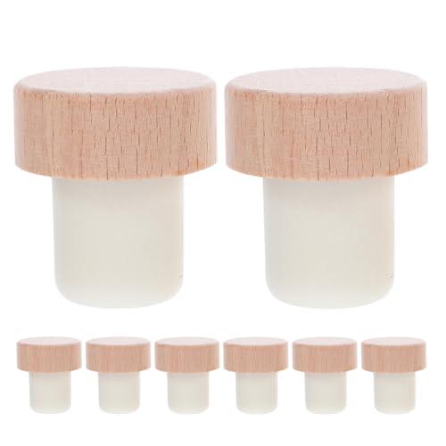 Lurrose 8 tapones de vino en forma de T para regalar o coleccionar. Tapones de corcho reutilizables con acabado de madera para un sellado hermético.