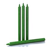 CANDWAX Green Taper Candles Pack of 4 - Slow Burning Dripless Unscented Straight Candles 12 inch - Ideal for Dinner Table - Smokeless Long Candlesticks
