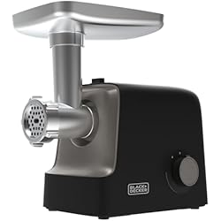Picadora Embutidora De Carne BLACL+DECKER BXMMA2200E - Picadora de carne 2200W, 2 potencias, función reverse, extrusión espiral, bandeja de aluminio, embutidor, boquilla kebbe, accesorio salsa, 3 discos de salida de inox