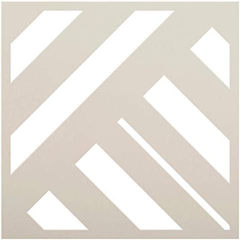 Ivana's Geometric Stripe Diamond Tile Stencil | DIY Kitchen Backsplash | Reusable Quarter Pattern for Floor & Wall | Size (13 x 13 inch)