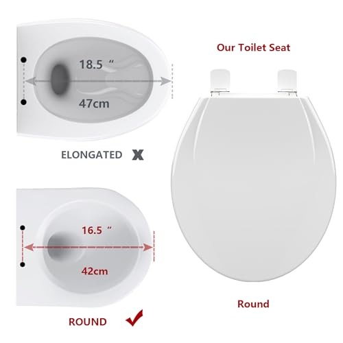 Potty Training Seat Built-In Toilet Seat, Round Toilet Seat 17 Inch with Baby Seat, 2 In 1 Soft Close Quiet No Slapping, Magnetic Absorption, Easy Installation for Bottom Fixing Toilet