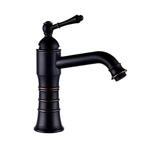 Robinet d'évier vintage noir pour salle de bain mitigeur haut en laiton MOCHAMIK