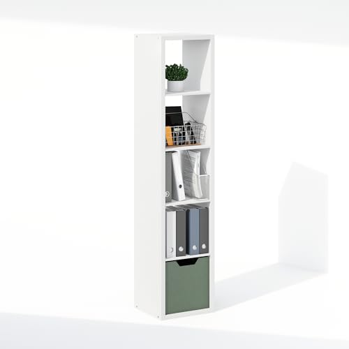 Image of Furinno Cubic Extra Thick 5-Cube Closet Organizers and Storage, White | 14.6 x 16 x 72 in, Open Shelf Closet Storage, Closet Organizer, for Wardrobe, Bedroom, Living Room