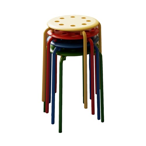 Genérico Taburete Apilable De Plástico,Juego De 4 Taburetes Redondos Portátiles Apilables De Colores,Taburete Sin Respaldo,Asientos For El Hogar,Jardín,Sala De Trabajo