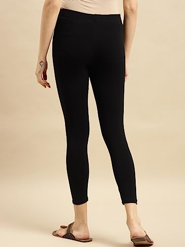Image of rangita Women's Regular Fit High Rise Cotton Solid Ankle Length Leggings