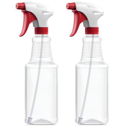 Bar5F Empty Plastic Spray Bottles 16-Ounce BPA-Free Food Grade Crystal Clear Fully Adjustable Sprayer (not for oil), 2-Pack (S-Series)