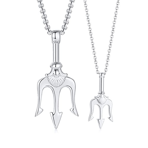 Poseidon Trident Collar Colgante Mujer - Amuleto de la Antigua Grecia, joyería de promesa de acero inoxidable Cover