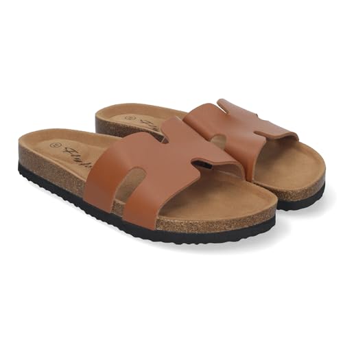 84842 Sandalia Planas para Mujer con Piso Bio, Comodas y Elegantes con Detalles en la Pala, Planta Anatomica, Ideales para Primavera Verano Taupe Talla 40