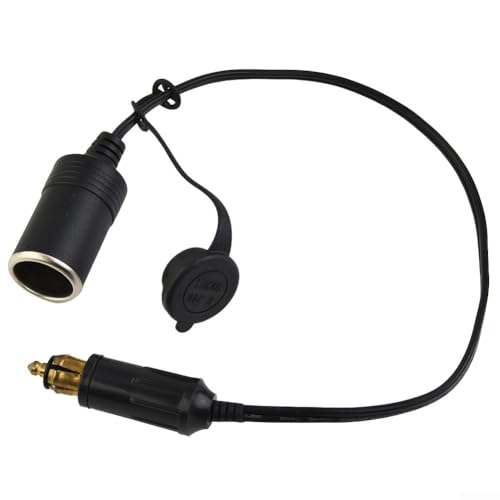 babominimer DC 12V-24V Car Charger Adapter with Waterproof Cover for Motorcycle and Vehicle Power Supply, Black, 30cm Cord