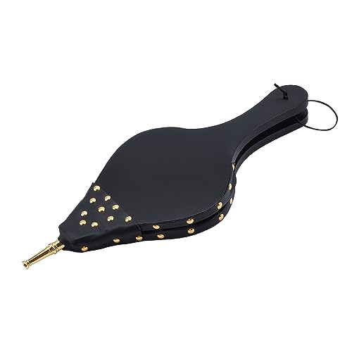 KIAADSY Bellows,17\"x 7.5\" Fireplace Bellows for Fire Pit Wood Stove Camping, Fireplace Blower with Hanging Strap,Cast Nozzle Fireplace Bellowsï¼ˆBlackï¼‰