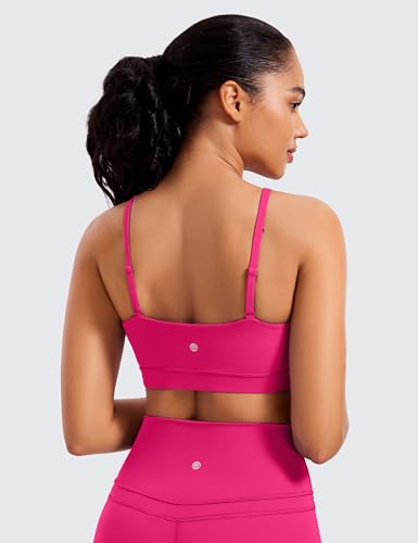Image of CRZ YOGA Butterluxe Thin Strap Sports Bra | Light Support, Removable Pads, Yoga, Extremely Soft, Square Neck, Adjustable Back, for Women
