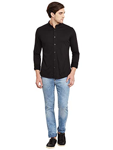 Image of GRITSTONES Men's Plain Regular Fit Casual Shirt (GSFSSHRT1472MRNBLK Maroon, Black Large)