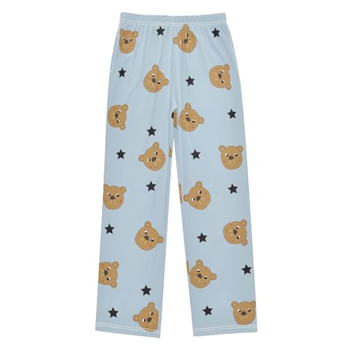 Boys' Pants Brown Bear Black Star Blue Long Bottoms Jogger Pants Elastic Waist Trousers with Pockets S-XL