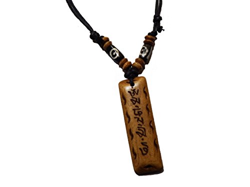 Tibetan Adjustable Handmade Necklace Made in Nepal Embossed with Tibetan Mantras and Symbol.