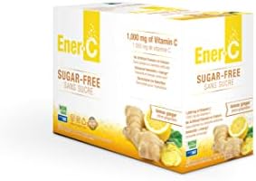 Ener-C Sugar Free Lemon Ginger Multivitamin Drink Mix, 1000mg Vitamin C, Non-GMO, Vegan, Real Fruit Juice Powders, Natural Immunity Support, Electrolytes, Gluten Free, 1-Pack of 30