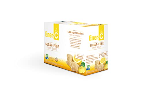 Ener-C Sugar Free Lemon Ginger Multivitamin Drink Mix, 1000Mg Vitamin C, Non-Gmo, Vegan, Real Fruit Juice Powders, Natural Immunity Support, Electrolytes, Gluten Free, 1-Pack Of 30 #TOP3