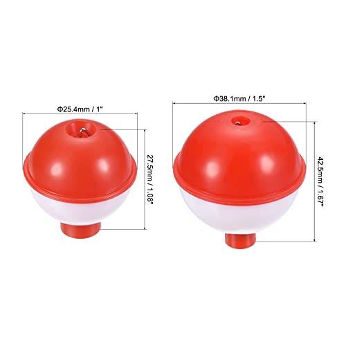 PATIKIL 1 Inch 1.5 Inch Fishing Bobber Bulk, 30 Pack Hard ABS Push Button Round Buoy Float Bobber Tackle, Red and White - Image 2