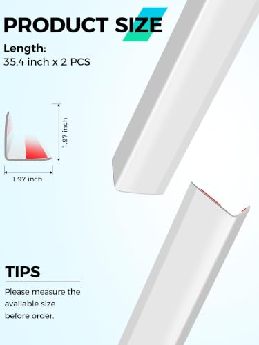 Image of MONOID Wall Corner Protector, 2 PCS Furniture Edge Protection, PC Anti-Bump Guards Avoid Scratching Corner Trim for Door Frame, Table, Countertop, Stair, Self-Adhesive, White, 1.97INx35.43IN /5CMx90CM