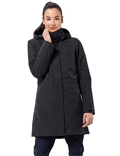 Jack Wolfskin Damen Ottawa Coat Wasserdichter 3in1 Mantel, Schwarz, M EU