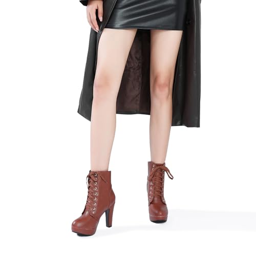 susanny high heel boots for womenwomens platform boot heels sexy round toe lace up high heels mid calf boots