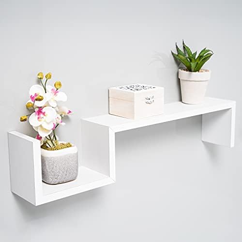 Gatton Design Floating Shelves | White | Wall Mounted S Shape Design | Shelves for Wall | Wall Shelves for Bedroom, Living Room, Bathroom & Kitchen | Floating Shelf | Preassembled Decor Wall Shelf