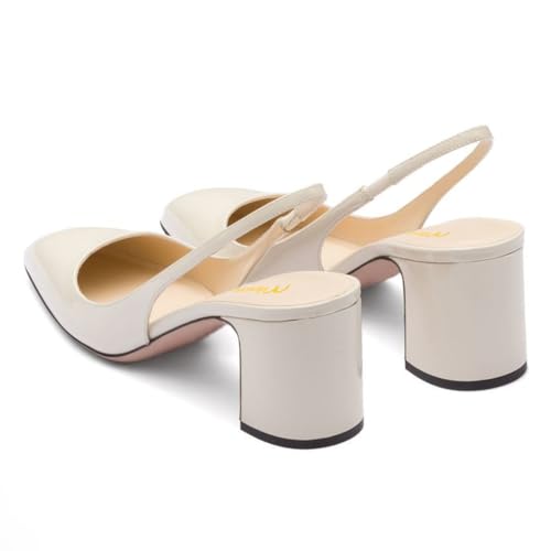 Milooey shoes Women Classic Chunky Block Slingback Pumps Closed Round Toe Elastic Comfortable Daily Shoes for Party Dating Prom Size 4-16 US3