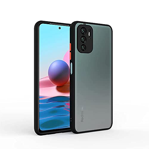 Image of WOW IMAGINE Translucent Hybrid Back Cover Case for Redmi Note 10T 5G | Poco M3 Pro 5G | Smoked Matte Back | 360 Degree Device & Camera Protection | TPU Poly Carbonate Bumper Case (Black Bumper)