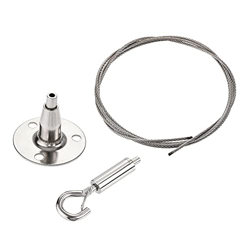 Image of uxcell Picture Hanging Wire Kit, 4Set 1M Adjustable Hanger Wire Hook for Home Art Gallery Picture Display Kit, Load 66 Lbs, with 16Set Screws