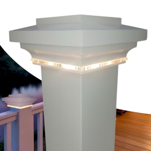 DekLights® LED Post Cap Light Module for Timbertech/Azek Railing Posts. Our Glass Edge Style Module to use with Your existing Cap. Installs Between Your Cap and Post.
