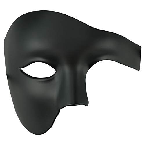 Vintage Design Half Face Men's Phantom Of The Opera Venetian Carnival Masquerade Mask (Black)