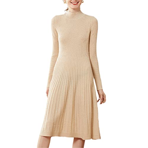 Robe pull 100% cachemire beige élégante et tricot de luxe pour femme