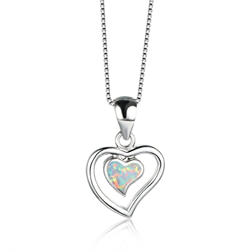 Collier cœur opale de feu bijou quotidien lumineux argent pour femme