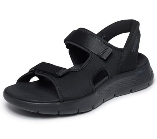 Skechers Men's Go Walk Flex Sandal Easy Entry, Black and Lime Textile, 9 UK