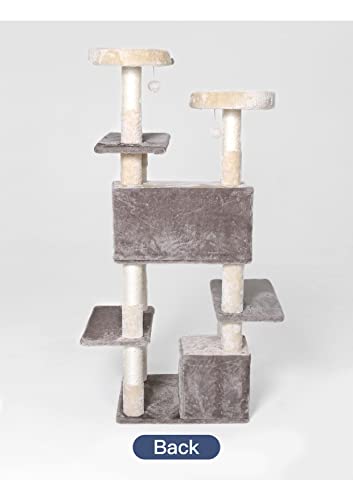 Hyabi Cat Tree Cat Tower 56 Inch Cat Tree Cat Tower, Sisal Cat Grab Post, Kitten Game House Kitten Activity Center (Light Gray) #TOP4