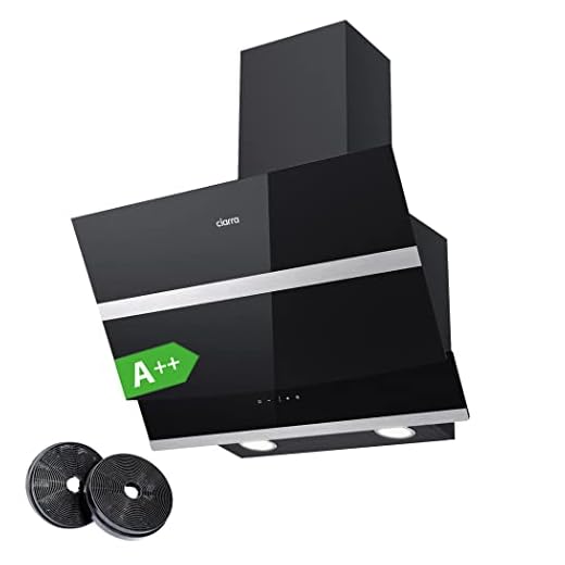 CIARRA Campana Extractora 60cm 750m³/h 210W - Pantalla Táctil - 3 Velocidades - Evacuación al Exterior y Recirculación Interna por Filtro de Carbón CBCF003 - Cristal & Acero Inox. Negro