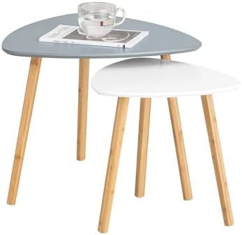 SoBuy Set de 2 Mesitas de café Mesa de Centro Mesa Auxiliar 55 x ...