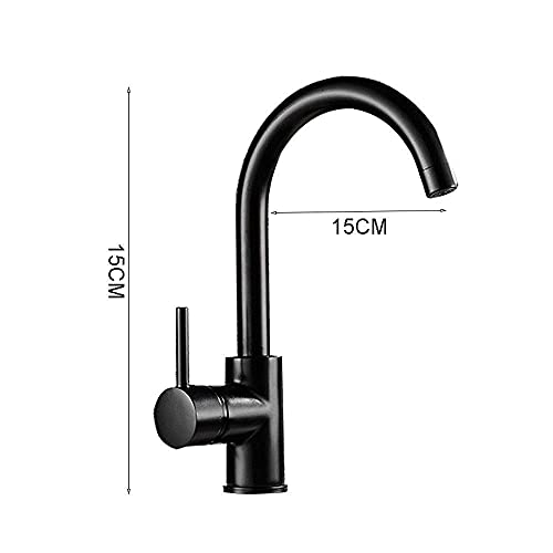 Robinet cuisine petit coude rotatif mitigeur évier lavabo noir 304