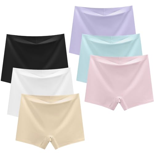 Teen Girls Seamless Boyshorts Underwear No Show Underpants Zero Feel Safety Panties for Dress Age 8-18