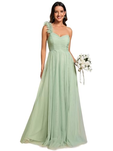 Ever-Pretty Vestido Dama de Honor para Mujer Hombro Cintura Alta Sin Mangas Fiesta Maxi Vestido Menta Verde 36