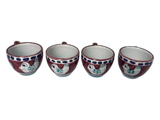 Ceramic Espresso Cup Set - Set of 4 Italian 2 oz Coffee Cups for Espresso, Pottery from the AmalfiCoast, Small Coffee Cup, Ceramic Tea Cup, Made in Italy Pottery, Dishwasher and Microwave Safe