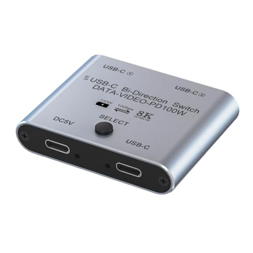 Uxsjakjsd Switch Splitter for 2 Computers Bi Directional USB C KVM Switch 1 in 2 Out for 8K@60Hz/4K@144Hz Video Transfer 10Gbps