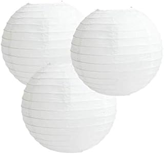 Paper Lanterns Mix Color Packs of 3 Round Paper Lanterns Lampshade Party Decorations (All White, 14" (35 Cm))