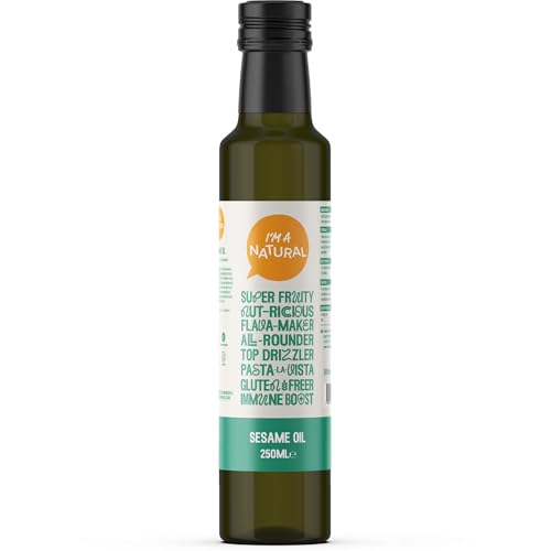 I'M A NATURAL Sesame Oil (250ml) Gluten Free Cooking Oil for Healthy Snacks & Meals, Rich and Nutty Bottle, High in Omega 6-9 & Antioxidants - Genuine I'm A Natural